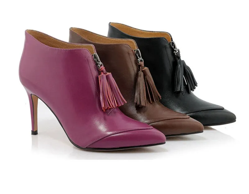 Newest Autumn Winter Tassels Party Wedding Prom Pumps Ladies High Heels Pointed Toe Basic Boots