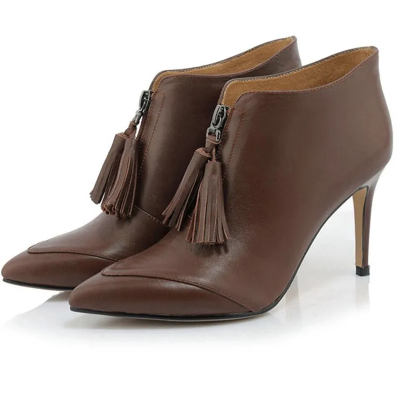 Newest Autumn Winter Tassels Party Wedding Prom Pumps Ladies High Heels Pointed Toe Basic Boots