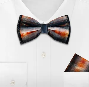 ORANGE WOVEN BOW TIE & HANKIE SET