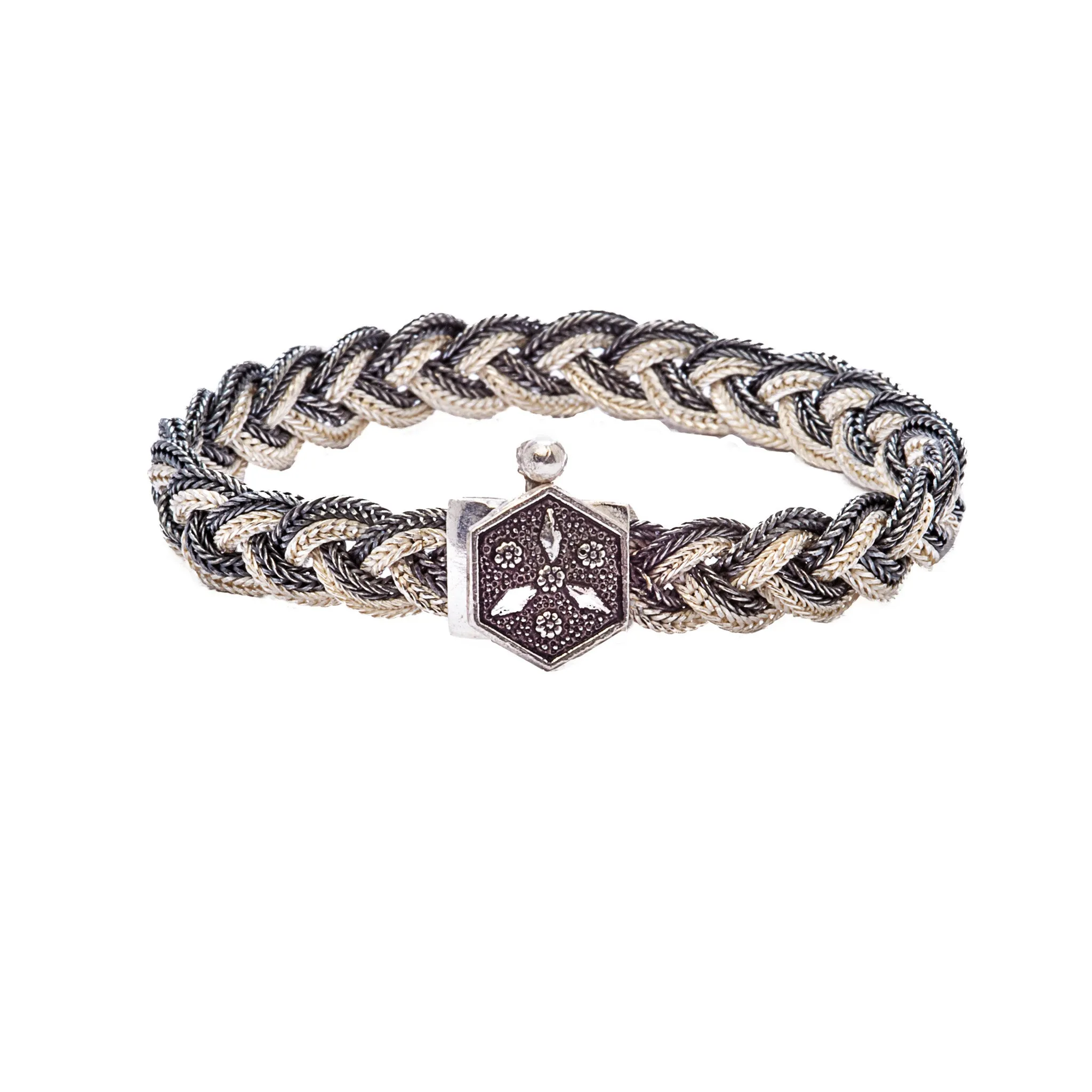 Oxidized Woven Chain Sterling Silver Bracelet