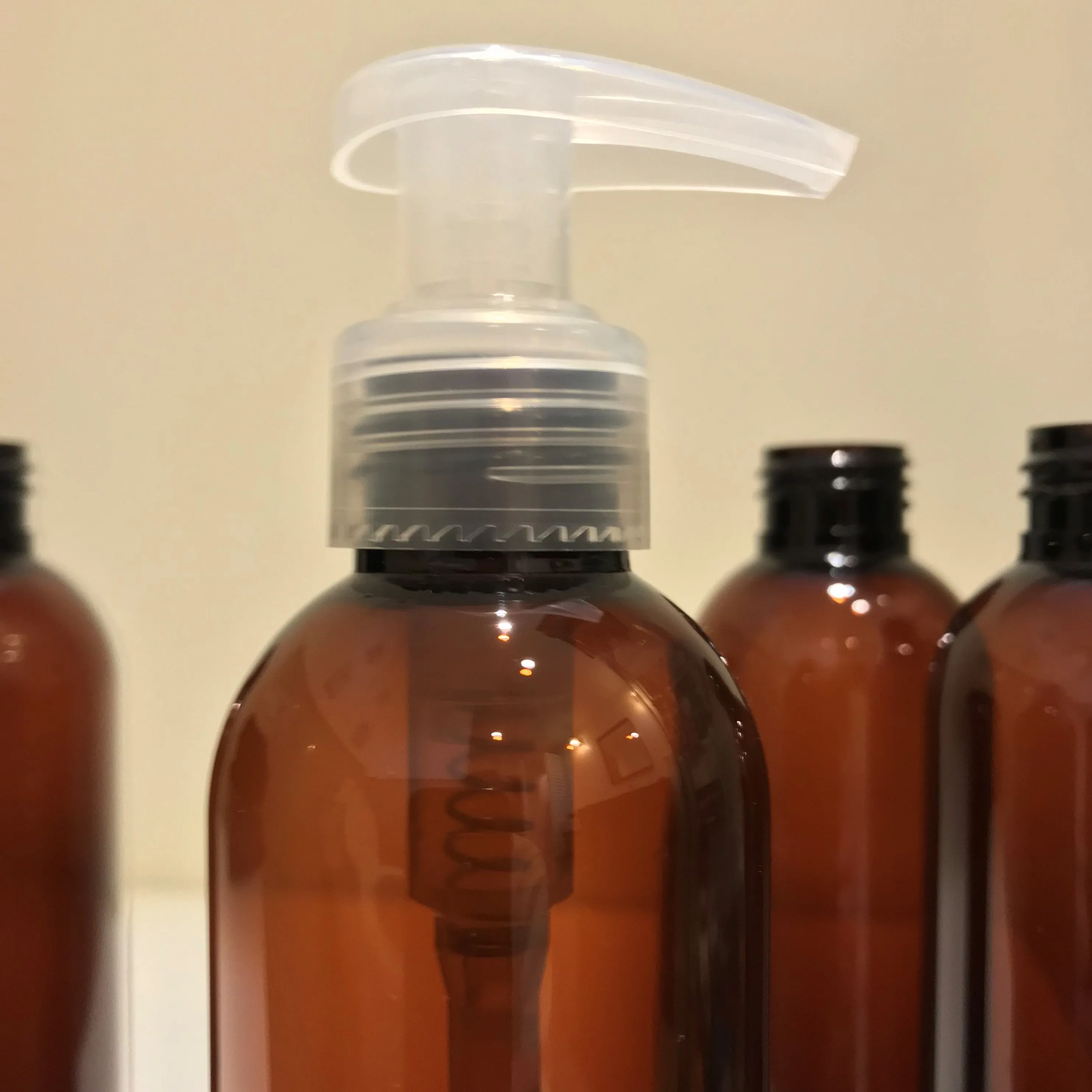 PET Plastic Bottle – 240ml (8oz) - Amber - Choice of Pump