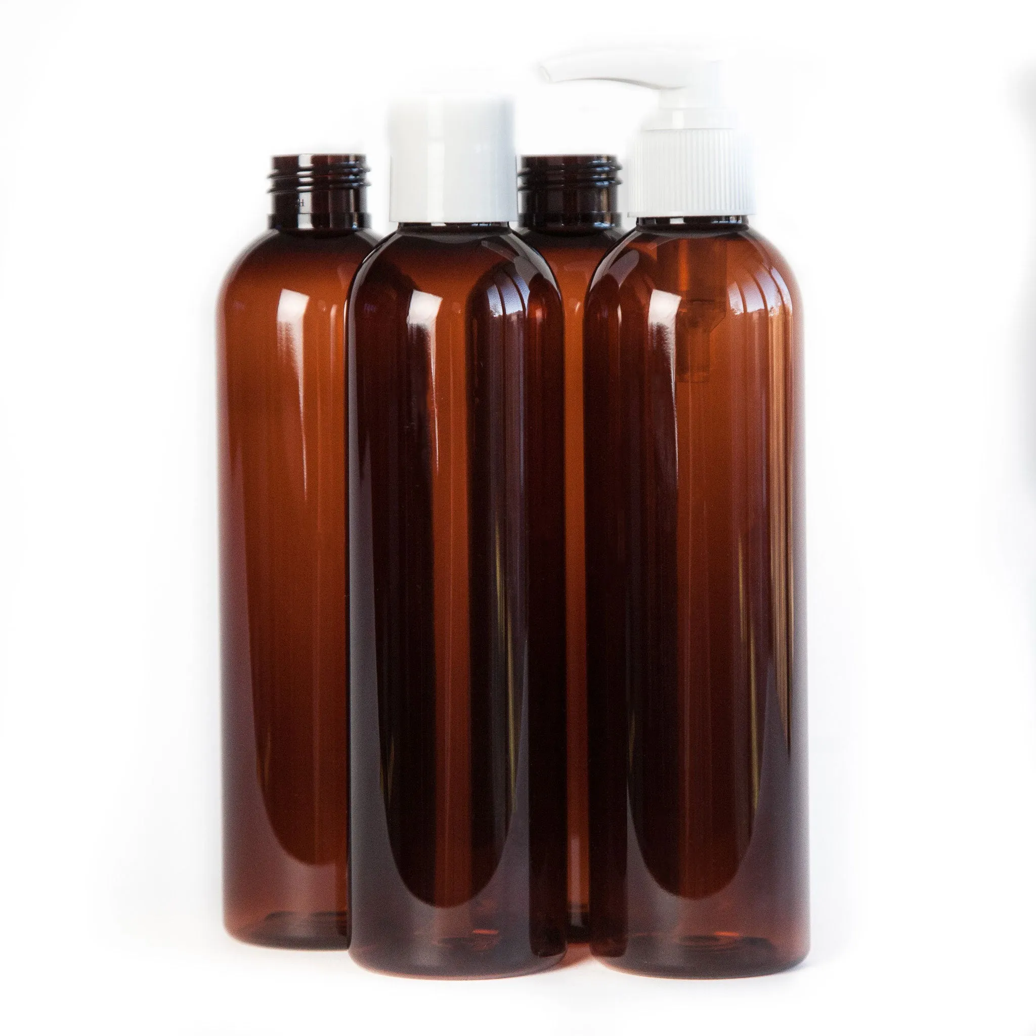 PET Plastic Bottle – 240ml (8oz) - Amber - Choice of Pump