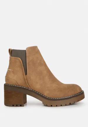 Pheonix Faux Leather Chunky Heel Ankle Boots By RAG