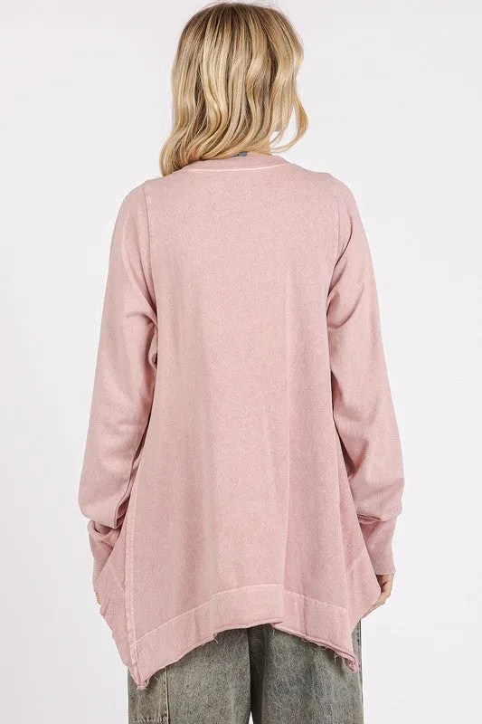 Pink Flower Graphic Print and Patch Oversized Sweatshirt