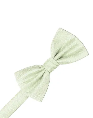 Pistachio Herringbone Kids Bow Tie