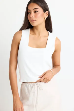 Positive Cream Rib Square Neck Tank