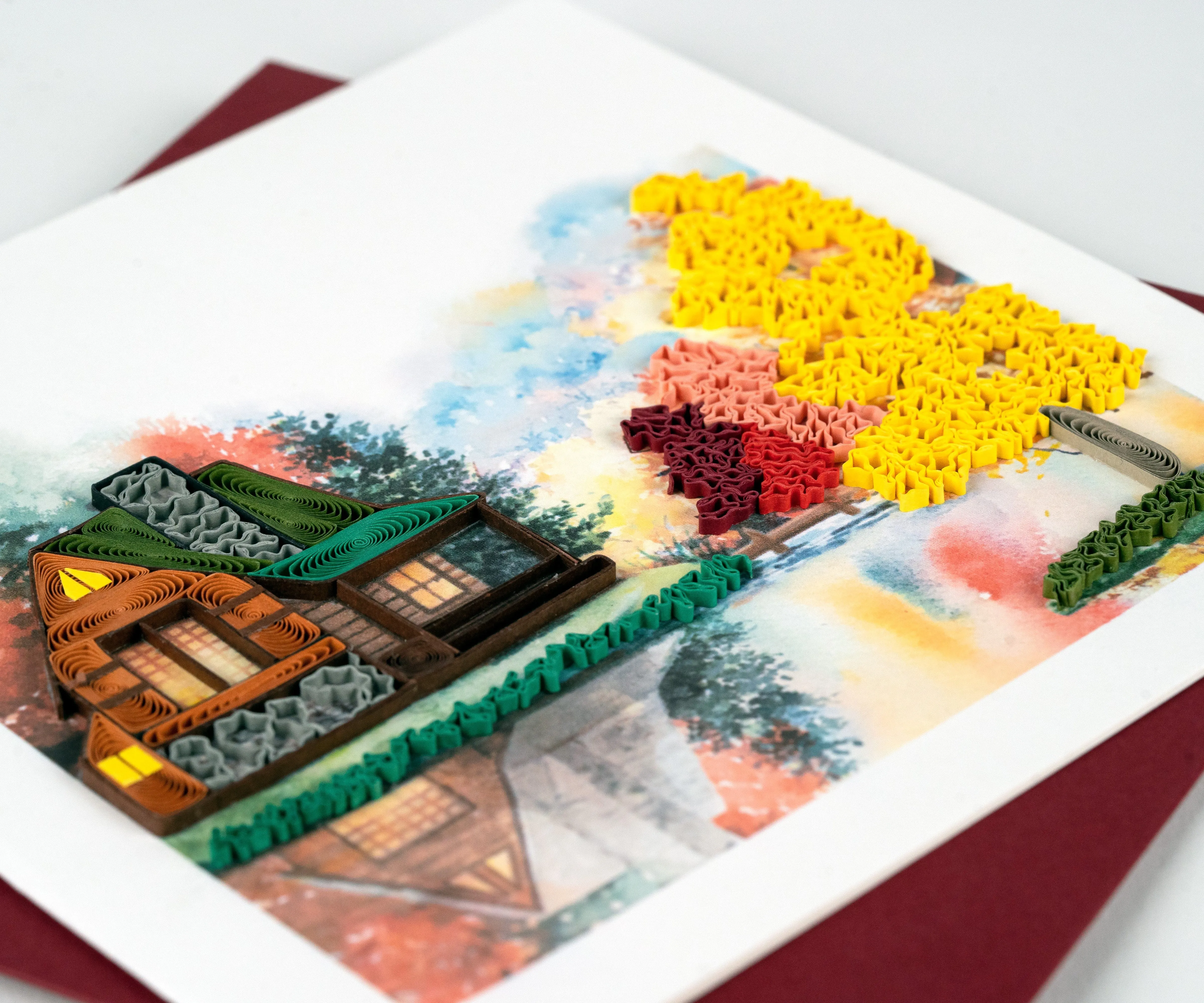 Quilled Cozy Autumn Cabin Greeting Card