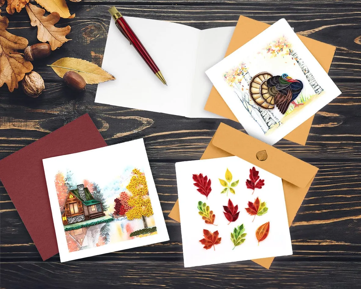 Quilled Cozy Autumn Cabin Greeting Card