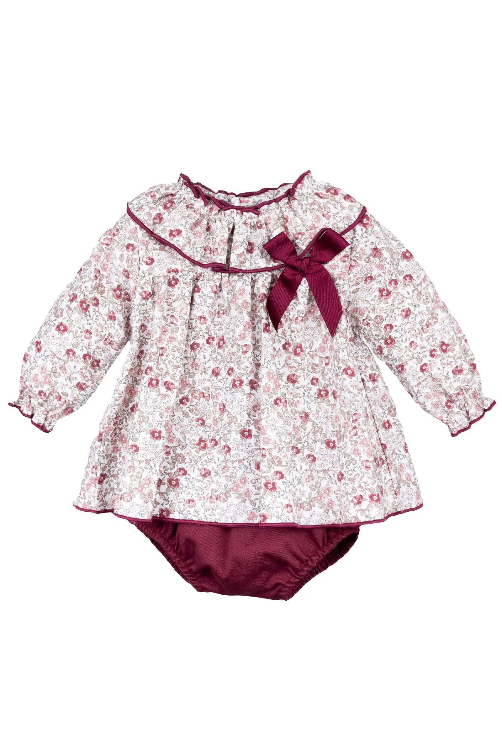 "Lola" Burgundy Floral Dress & Bloomers