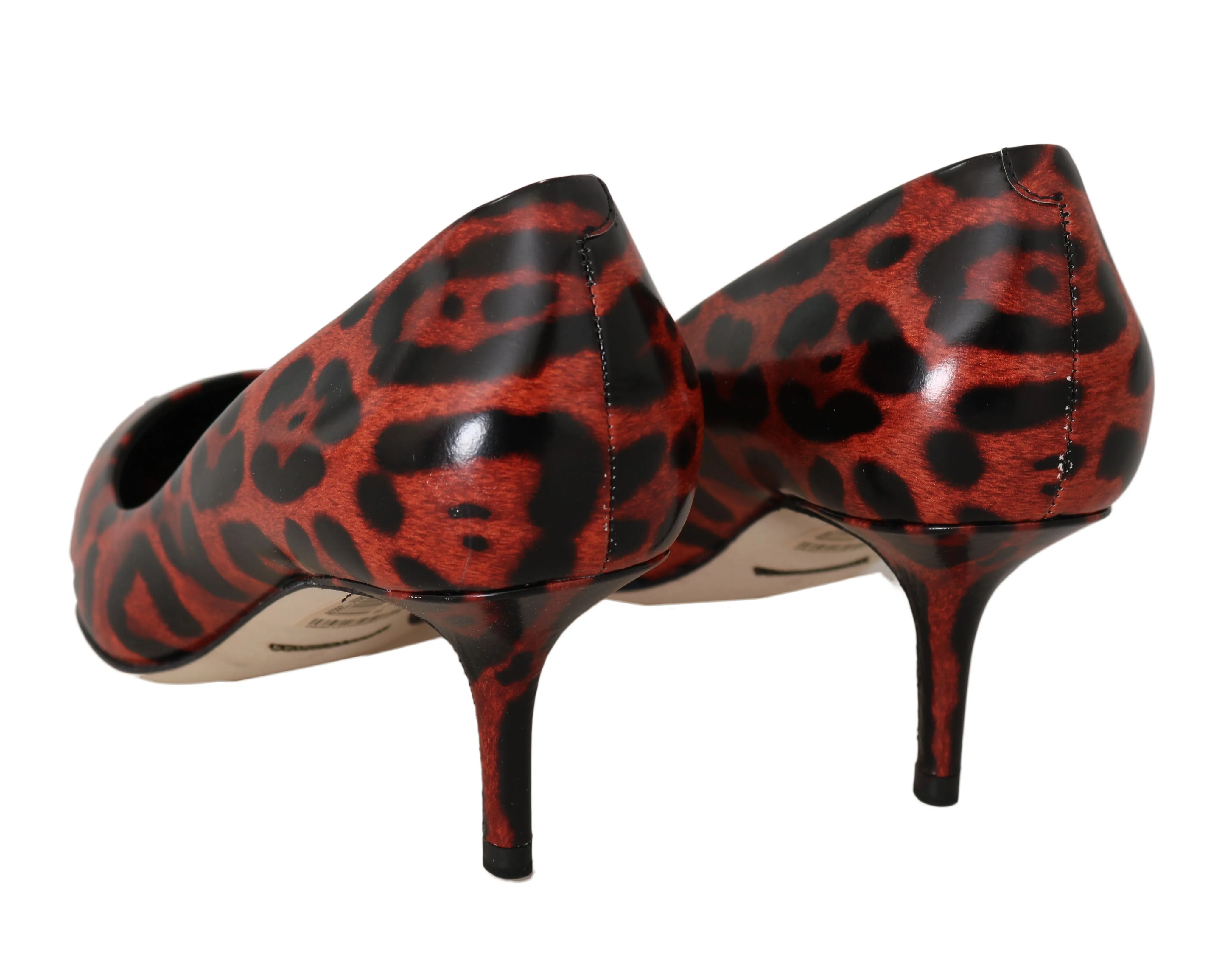 Red Leopard Leather Pumps Heels