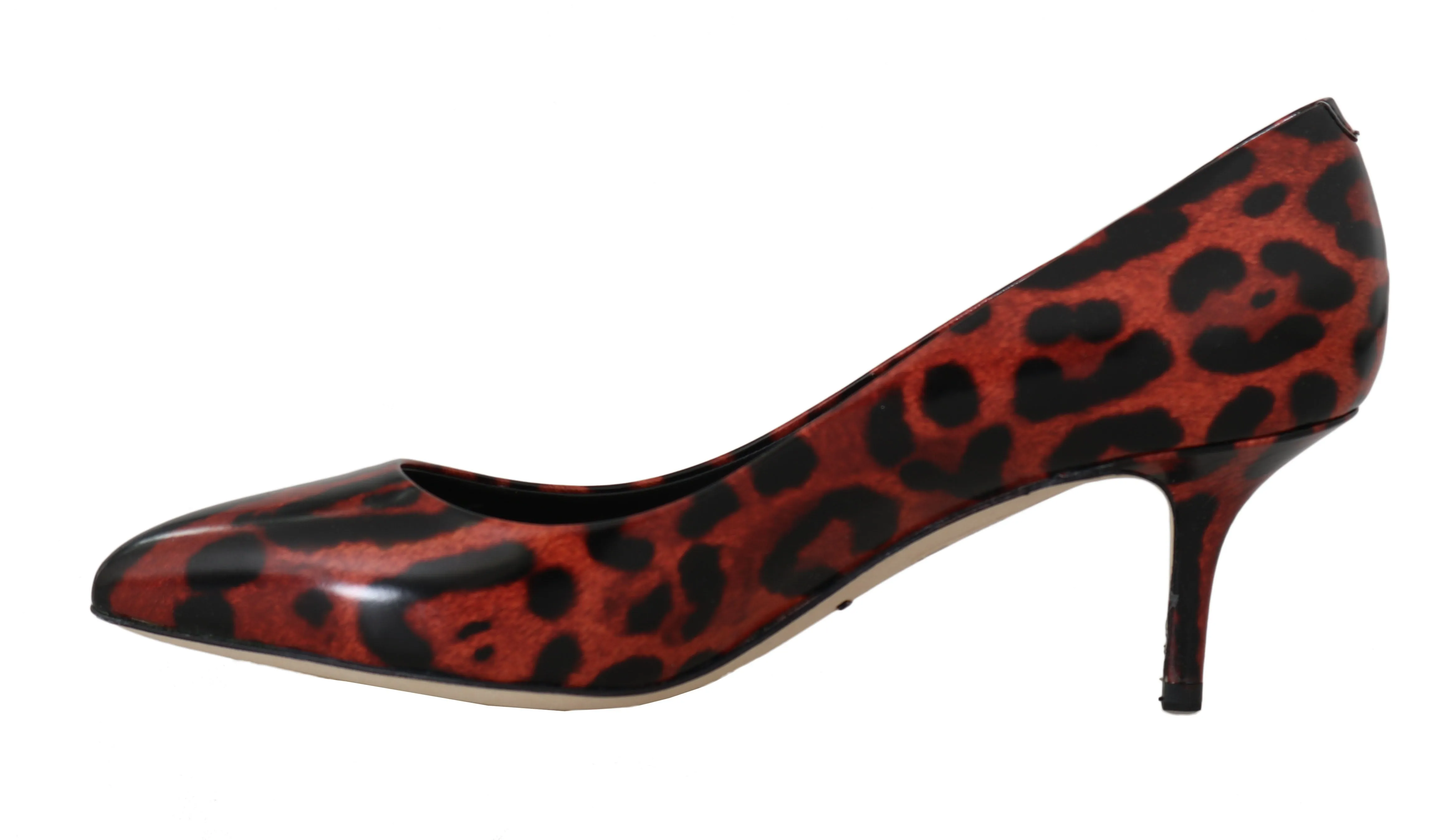Red Leopard Leather Pumps Heels