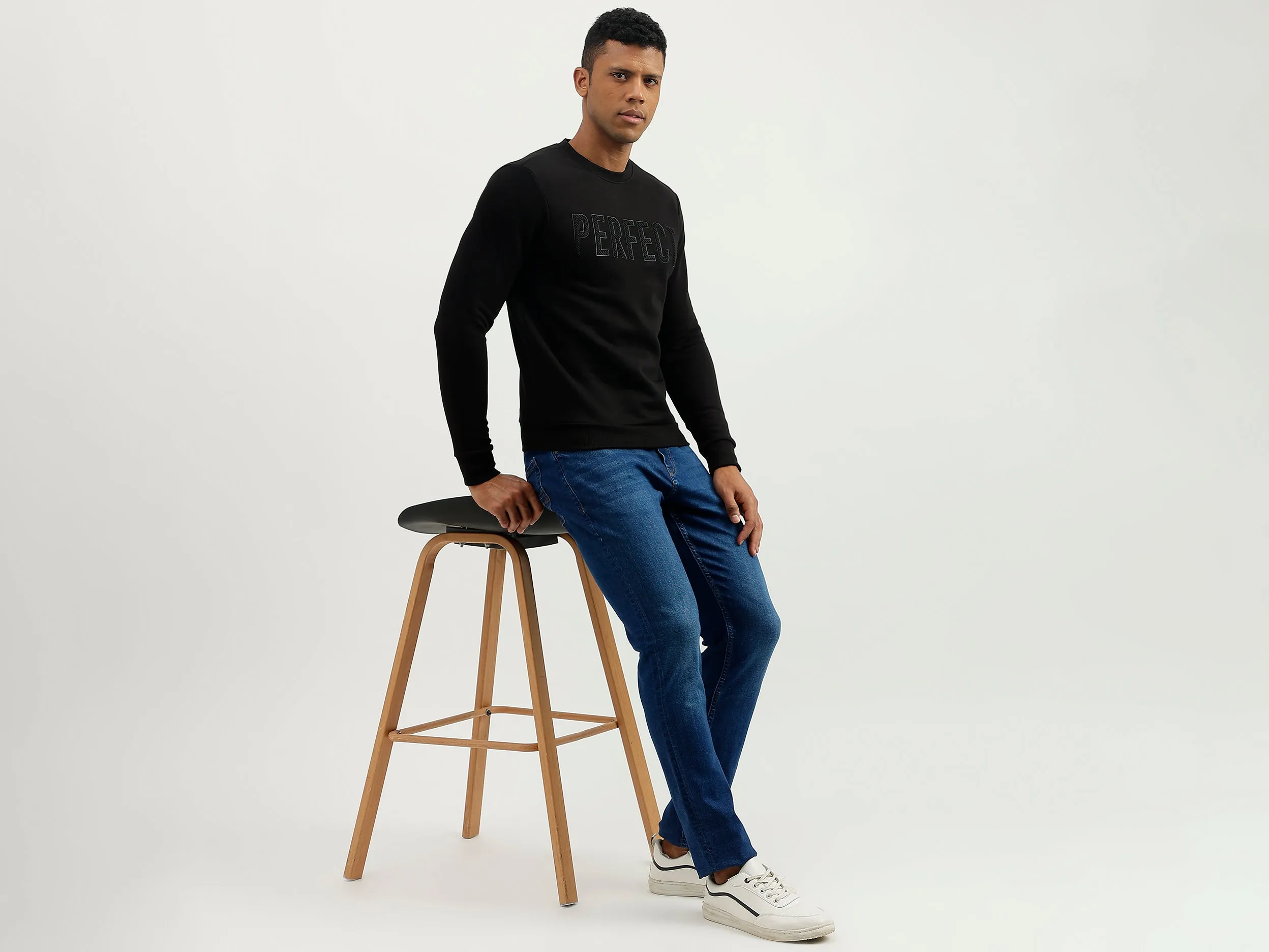 Regular Fit Round Neck Printed Sweatshirt