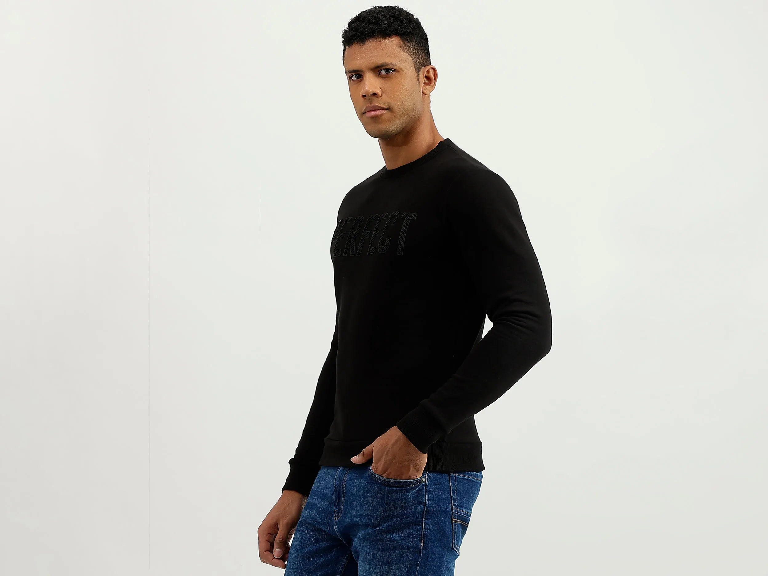 Regular Fit Round Neck Printed Sweatshirt