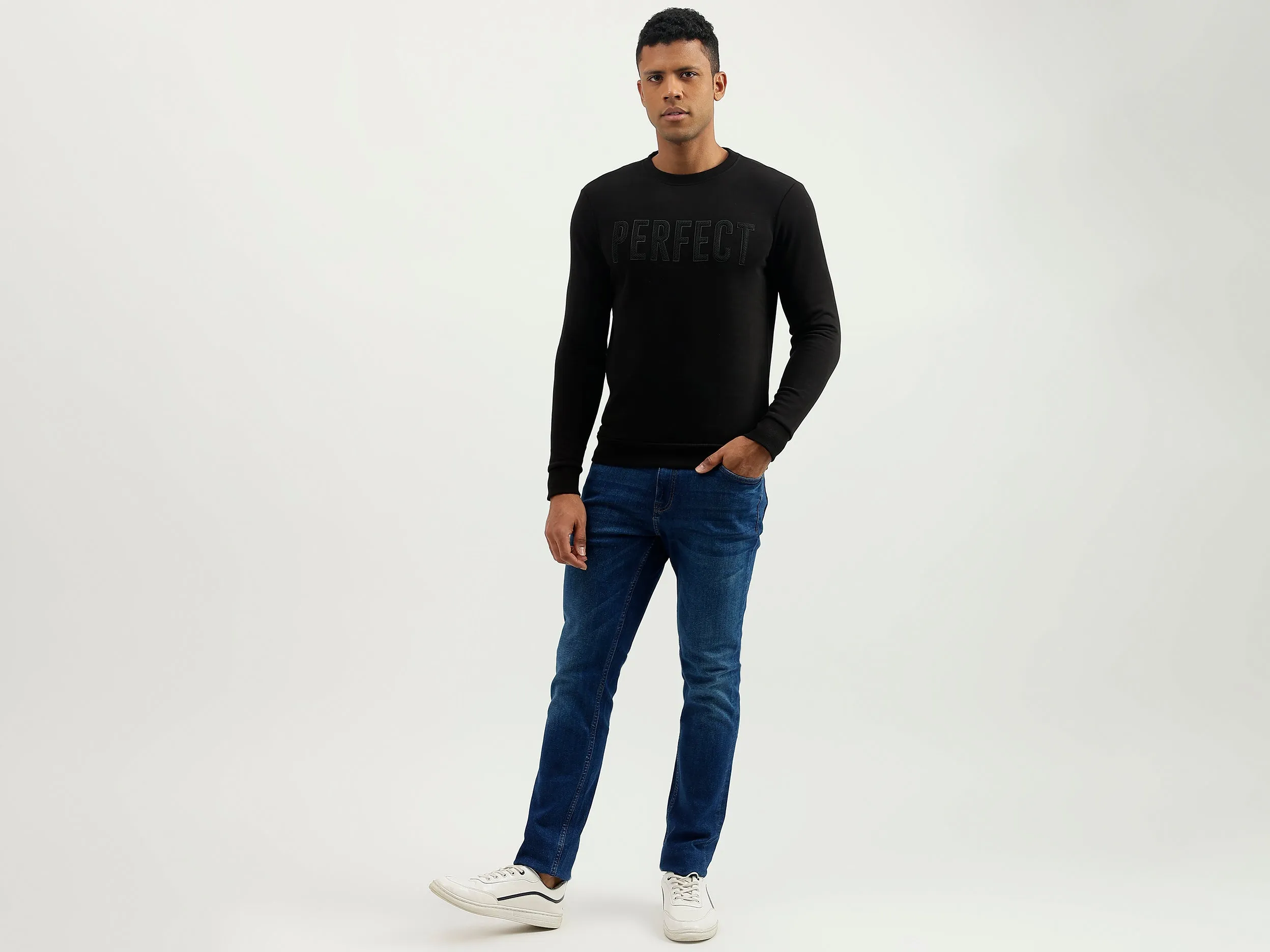 Regular Fit Round Neck Printed Sweatshirt