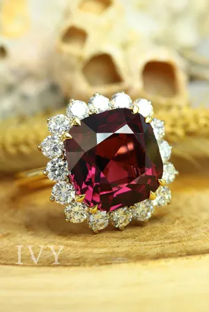 Rhodolite Garnet and Diamond Ring