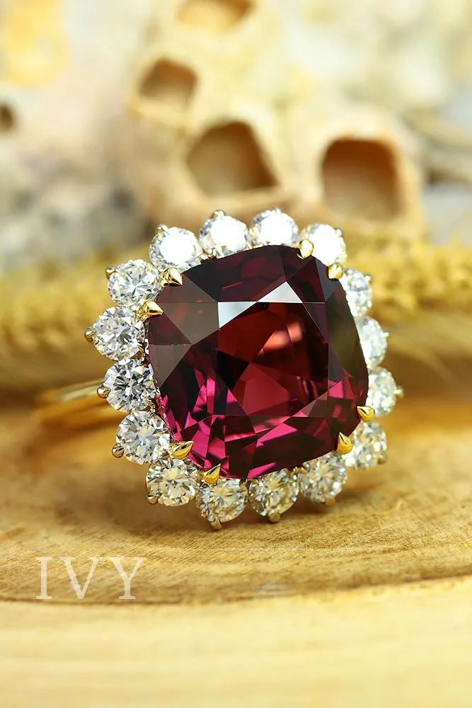 Rhodolite Garnet and Diamond Ring