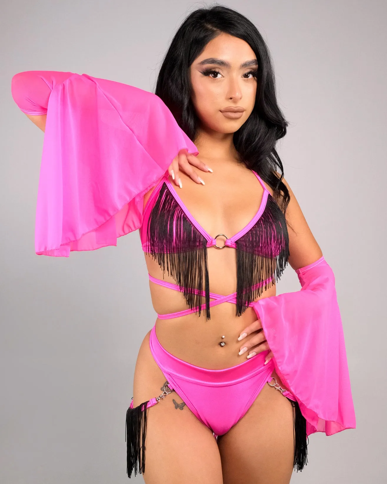 Rolita Couture X RW Neon Pink Fringe Bottoms