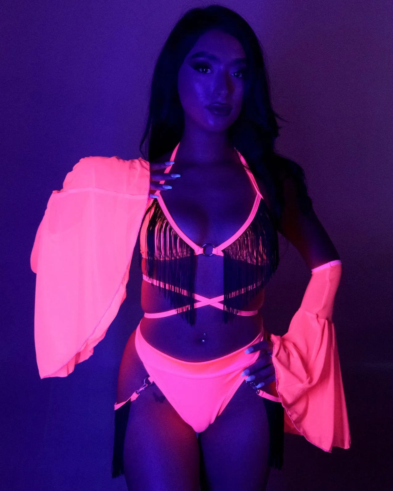 Rolita Couture X RW Neon Pink Fringe Bottoms