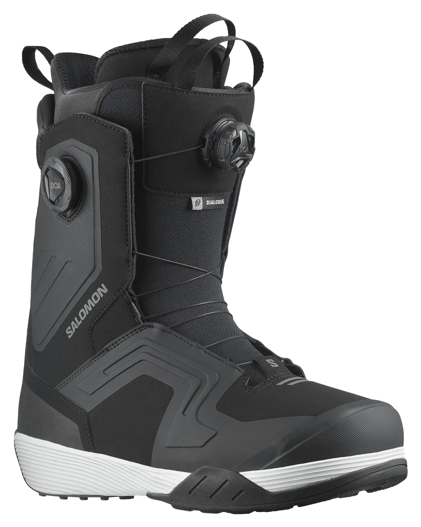 Salomon Dialogue Dual Boa Wide Snowboard Boots - Black / Black / White - 2024