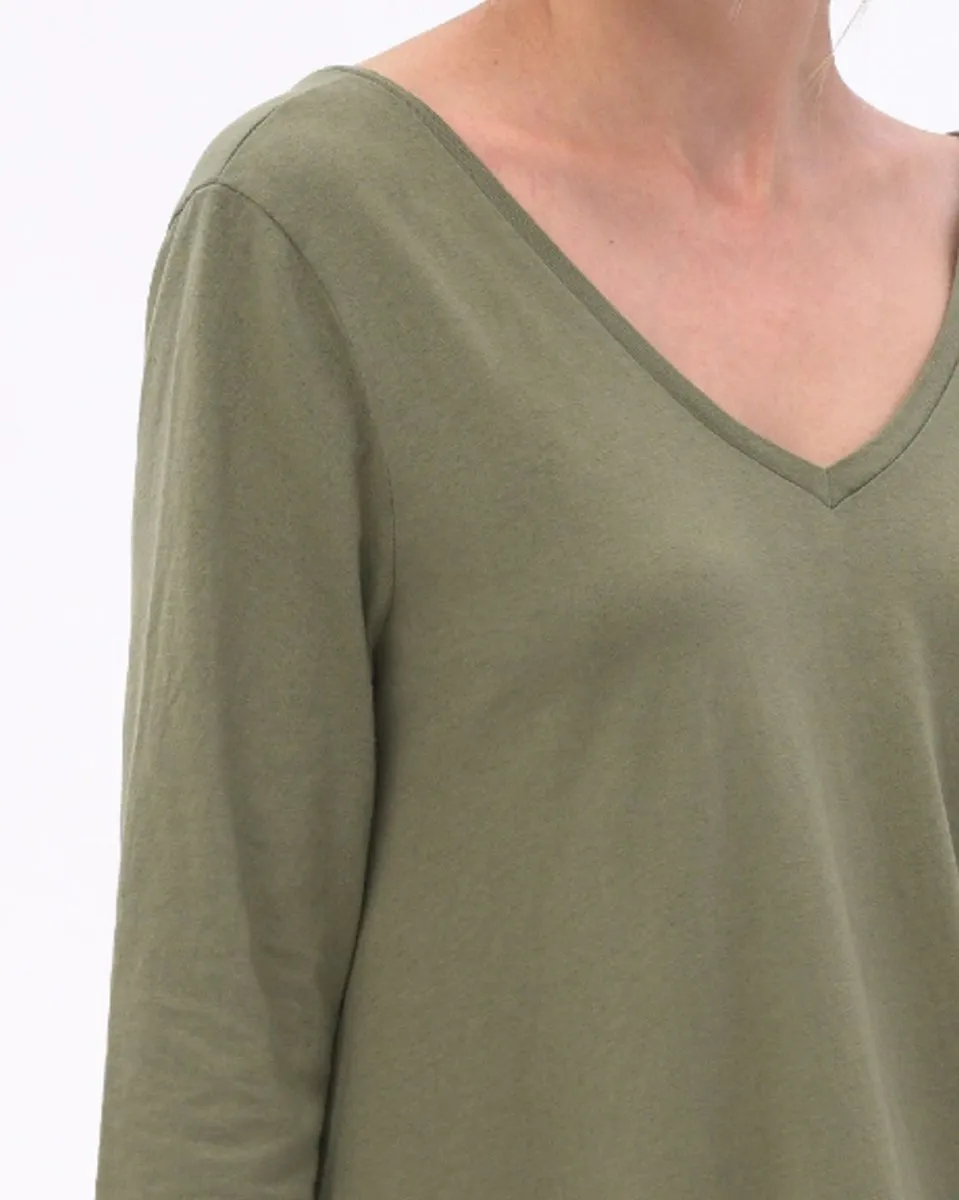 Scoop Neck 3/4 Sleeve Organic Cotton Dress