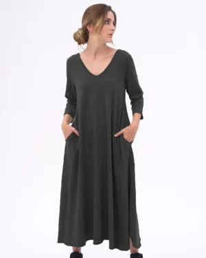 Scoop Neck 3/4 Sleeve Organic Cotton Dress