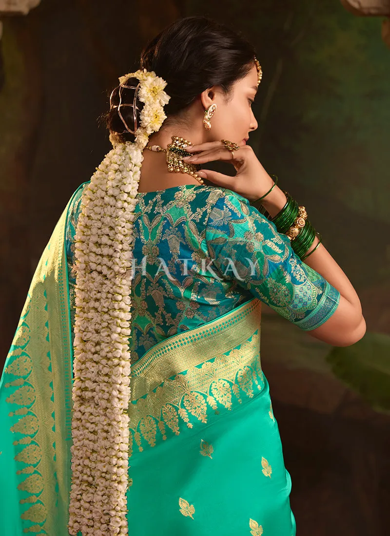Sea Green And Blue Traditional Saree