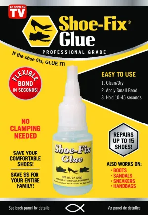 Shoe-Fix Glue – Professional Grade Shoe Repair Adhesive for All Footwear – Instant Bond, Clear Drying, Flexible, & Durable – for Shoes, Heels, Sandals, Boots, Athletic Shoes, & More (20g Tube) 1 Pack