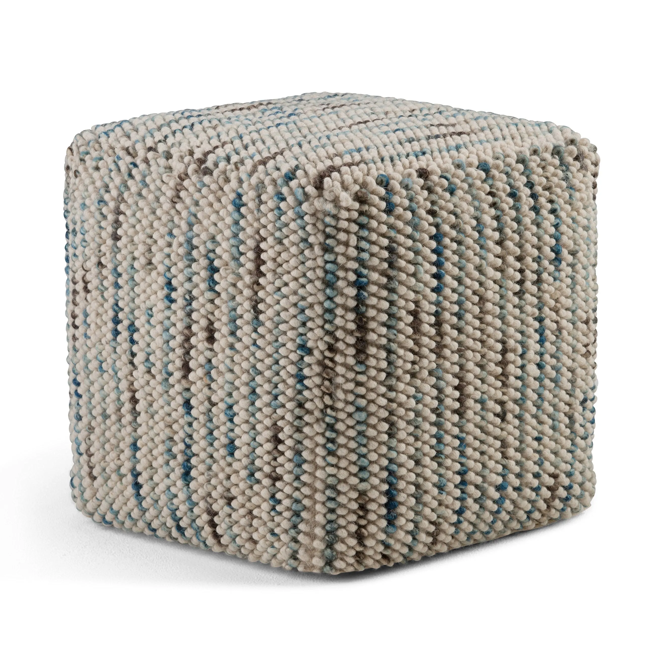 SIMPLIHOME Zoey 18 Inch Boho Cube Woven Pouf in Color Cotton