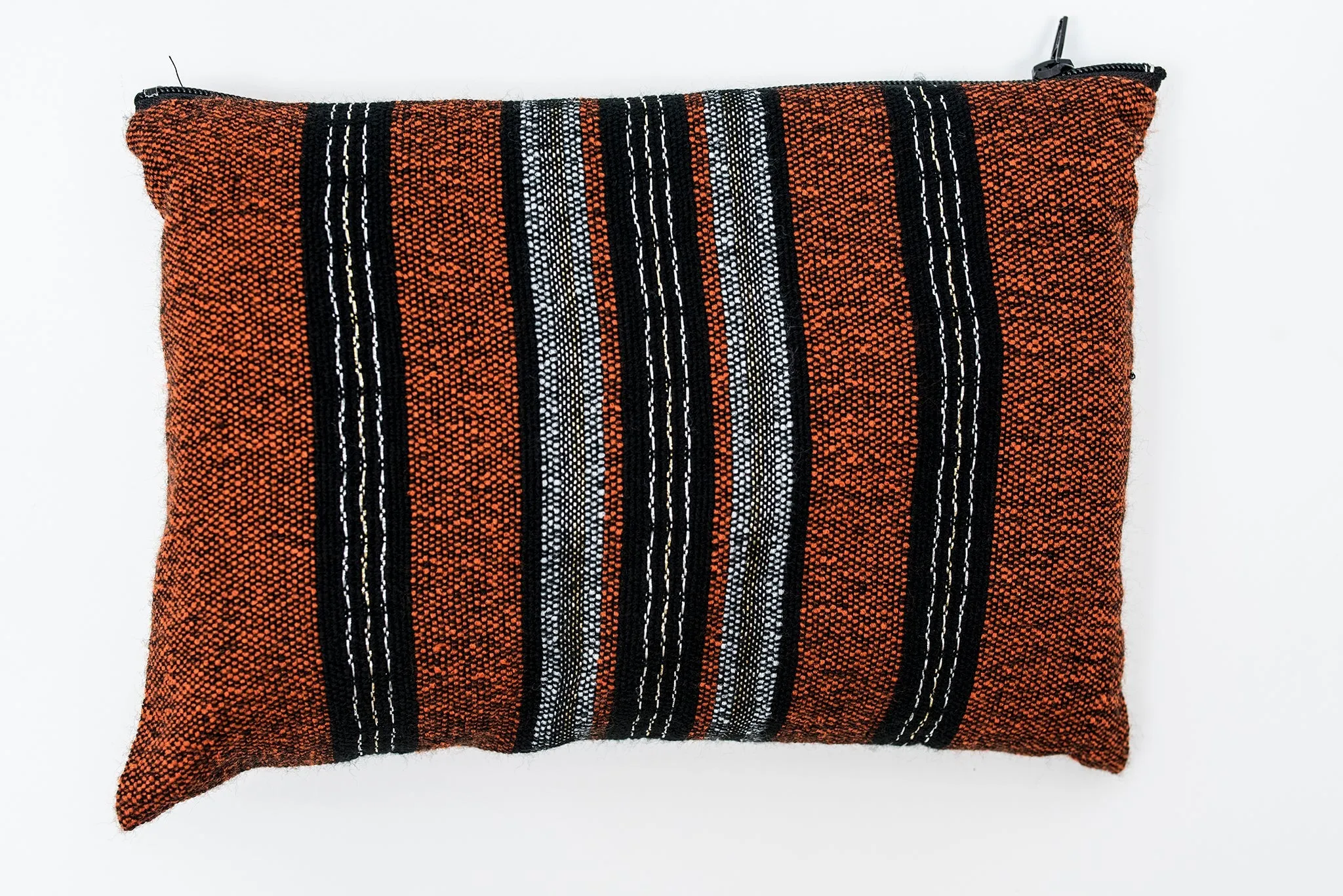 Solomon - Wool Tallit - Black and Gray with Gold and Silver on Orange