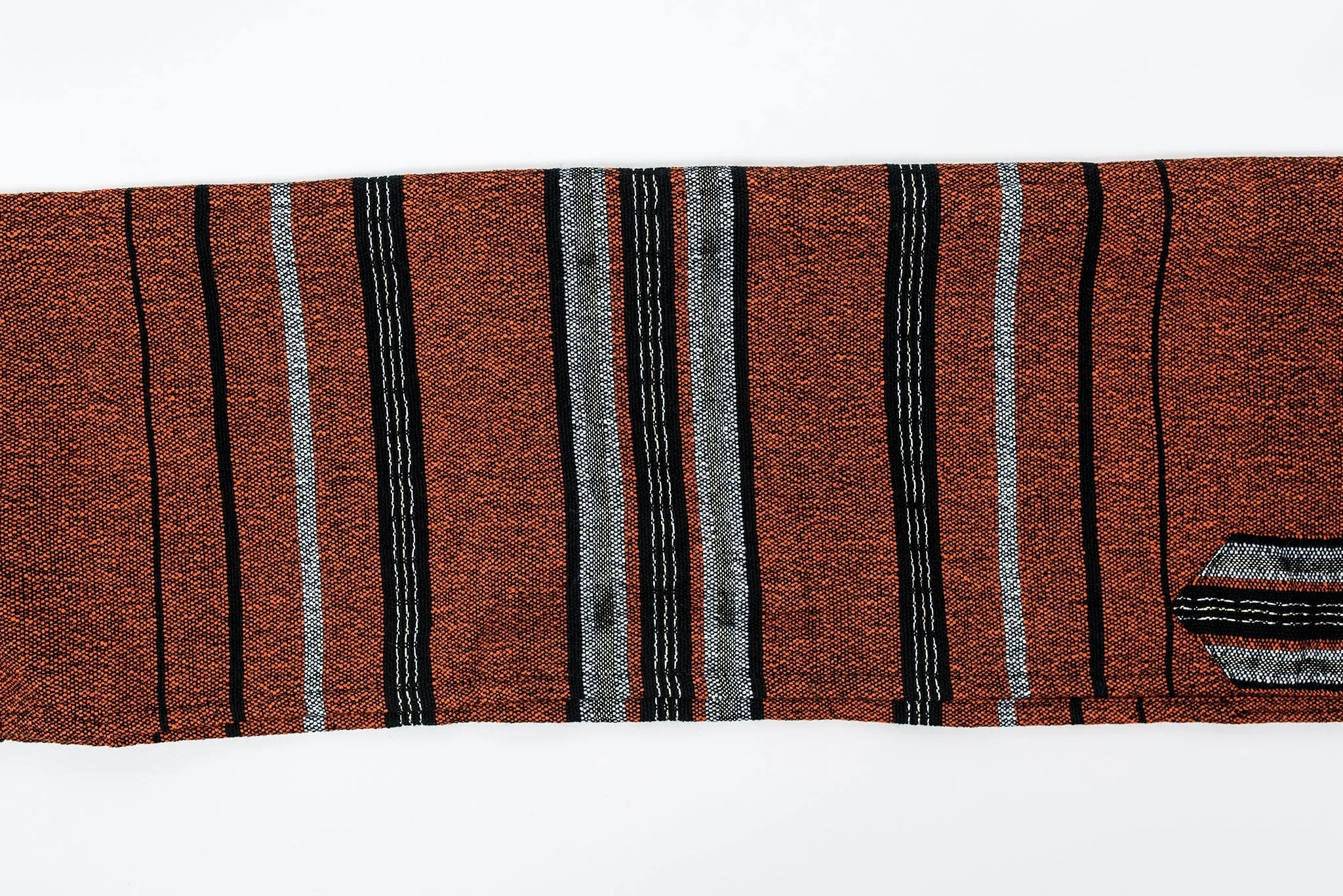 Solomon - Wool Tallit - Black and Gray with Gold and Silver on Orange