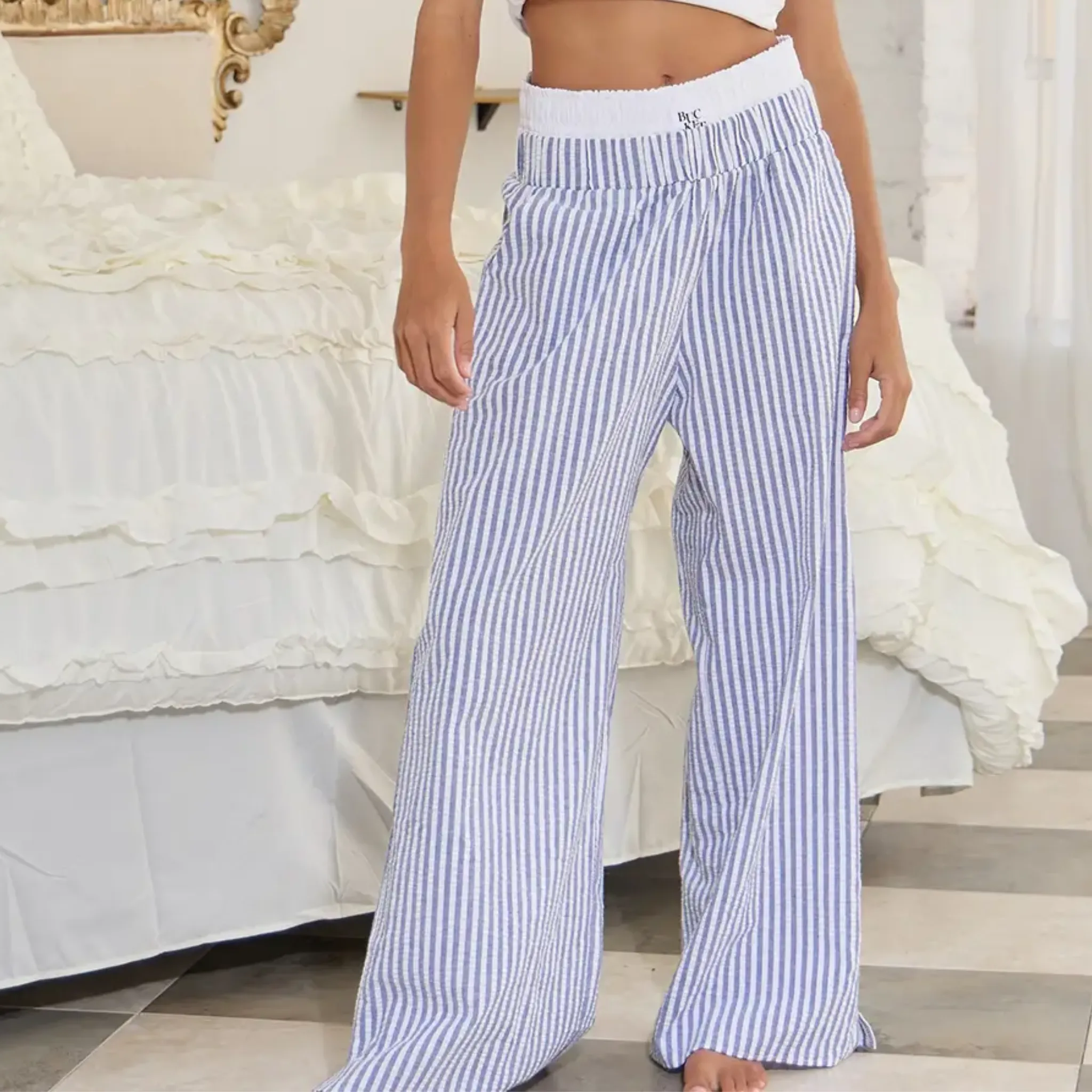Striped Seersucker Boxer Pants
