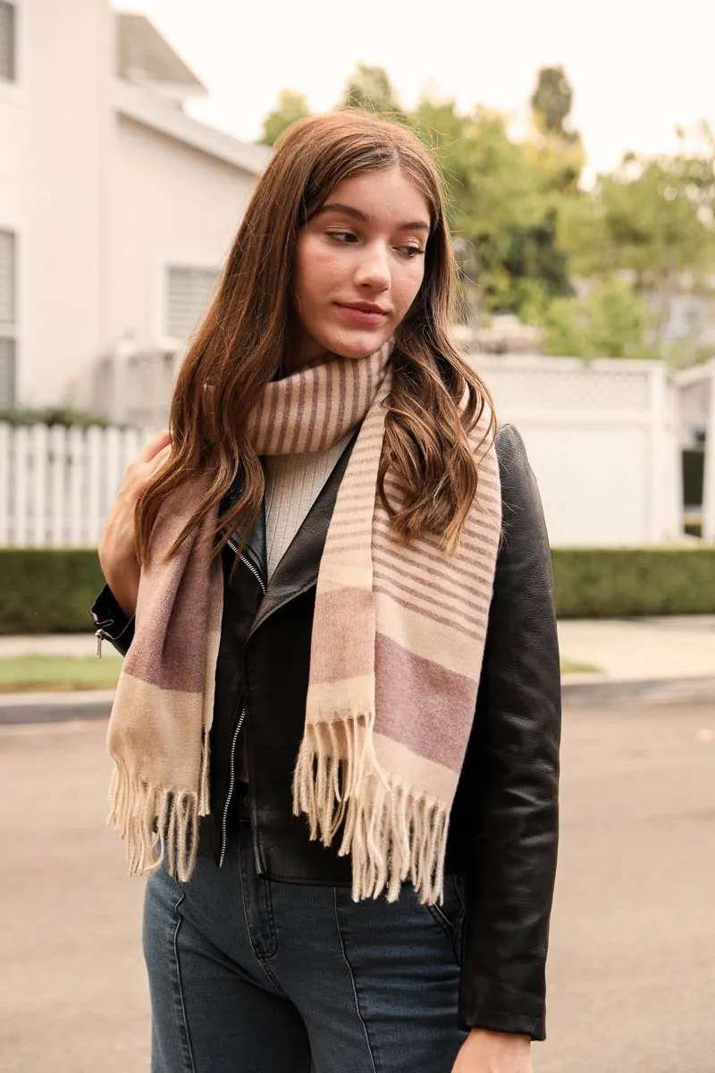 Striped Woven Tassel Scarf (4 colors)