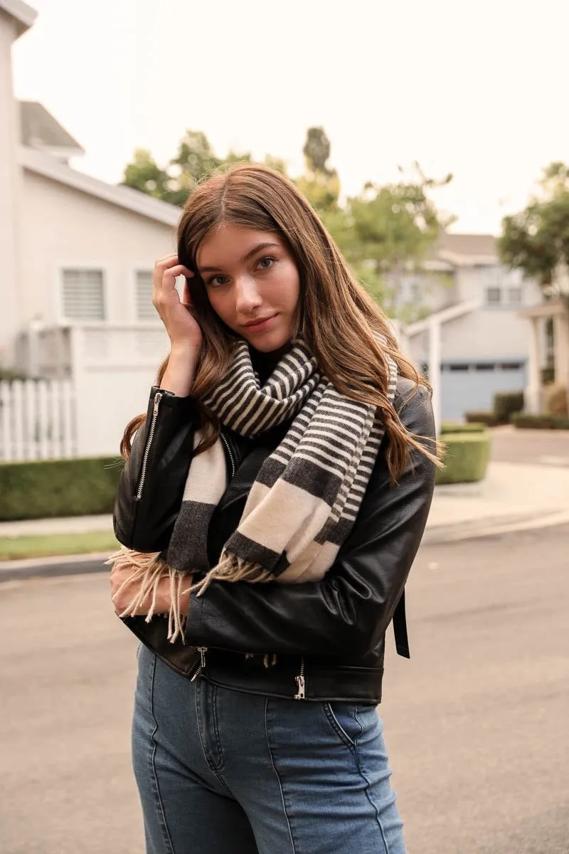 Striped Woven Tassel Scarf (4 colors)