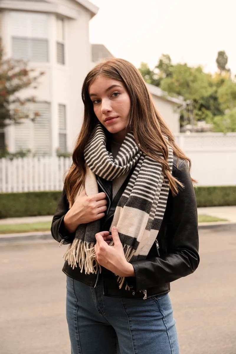 Striped Woven Tassel Scarf (4 colors)