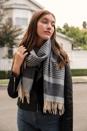 Striped Woven Tassel Scarf (4 colors)