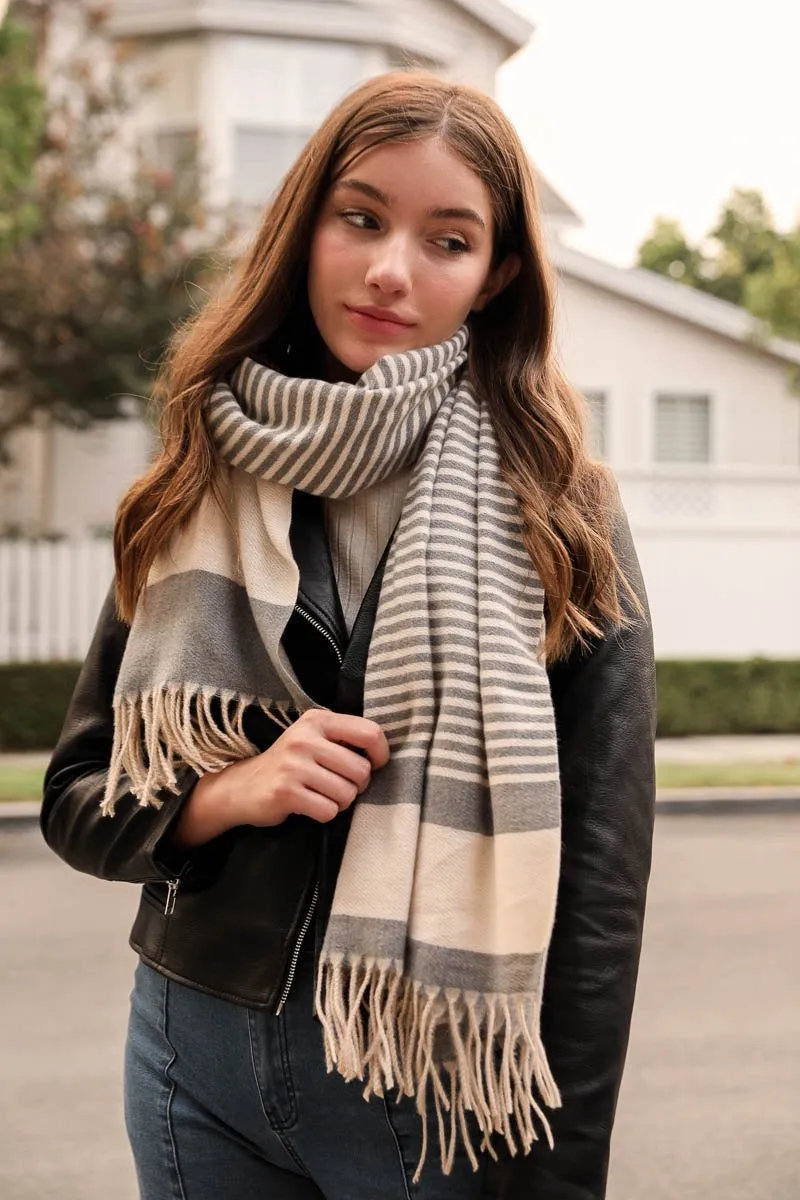 Striped Woven Tassel Scarf (4 colors)