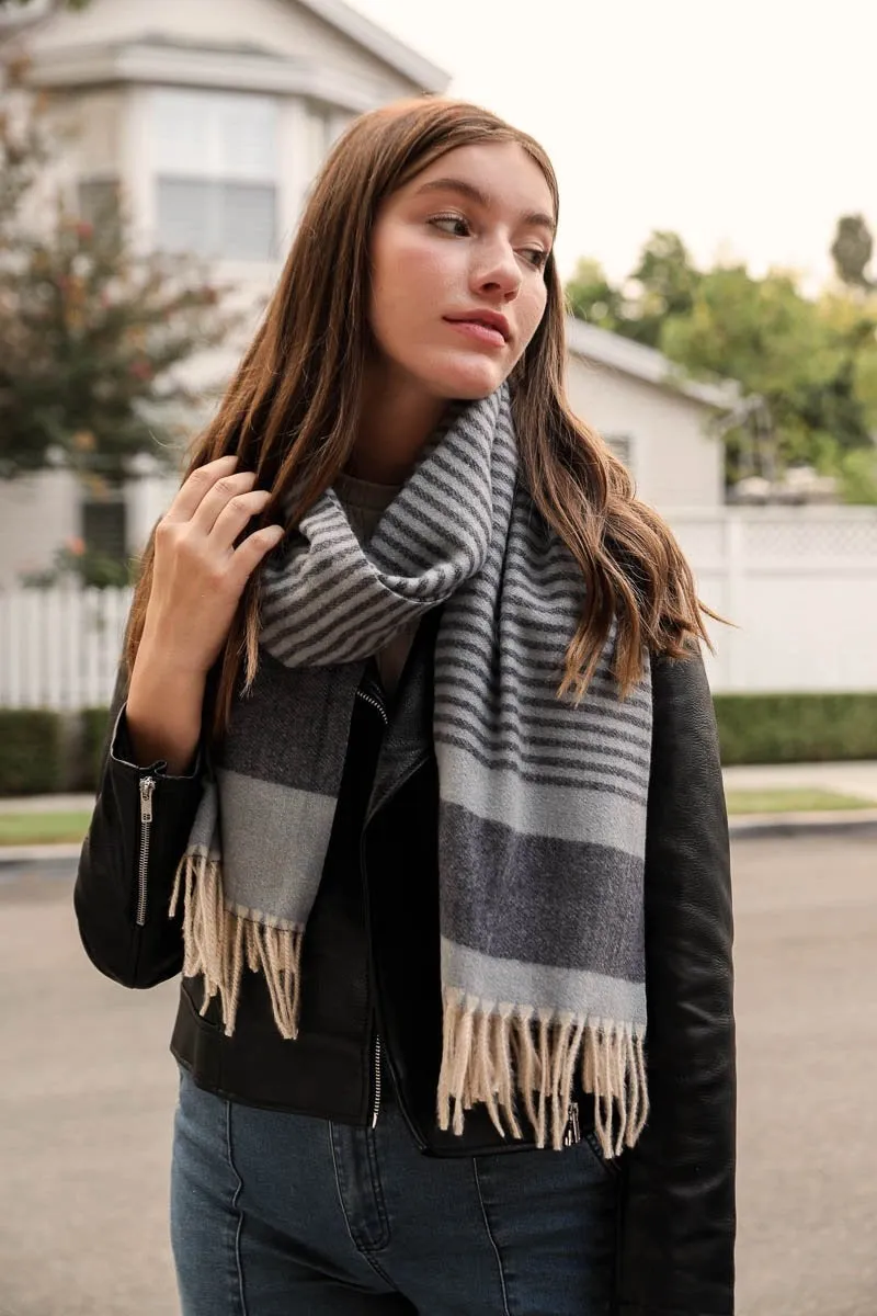 Striped Woven Tassel Scarf (4 colors)