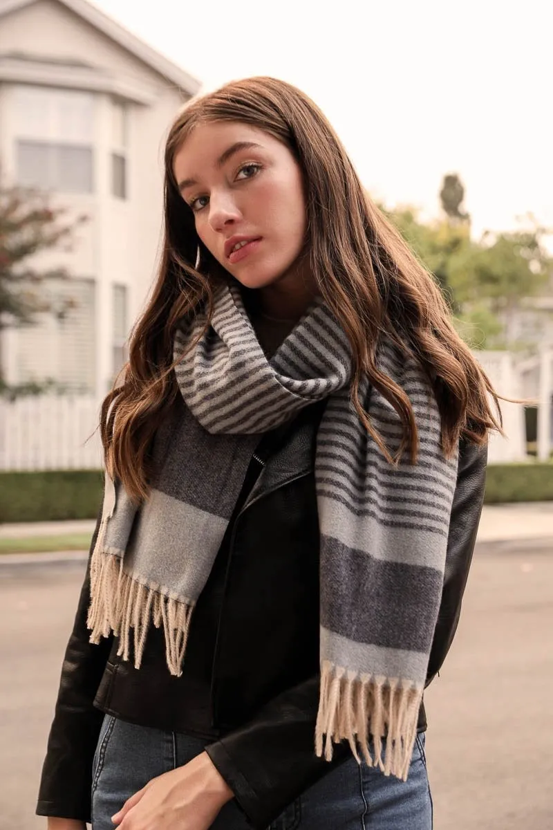 Striped Woven Tassel Scarf (4 colors)