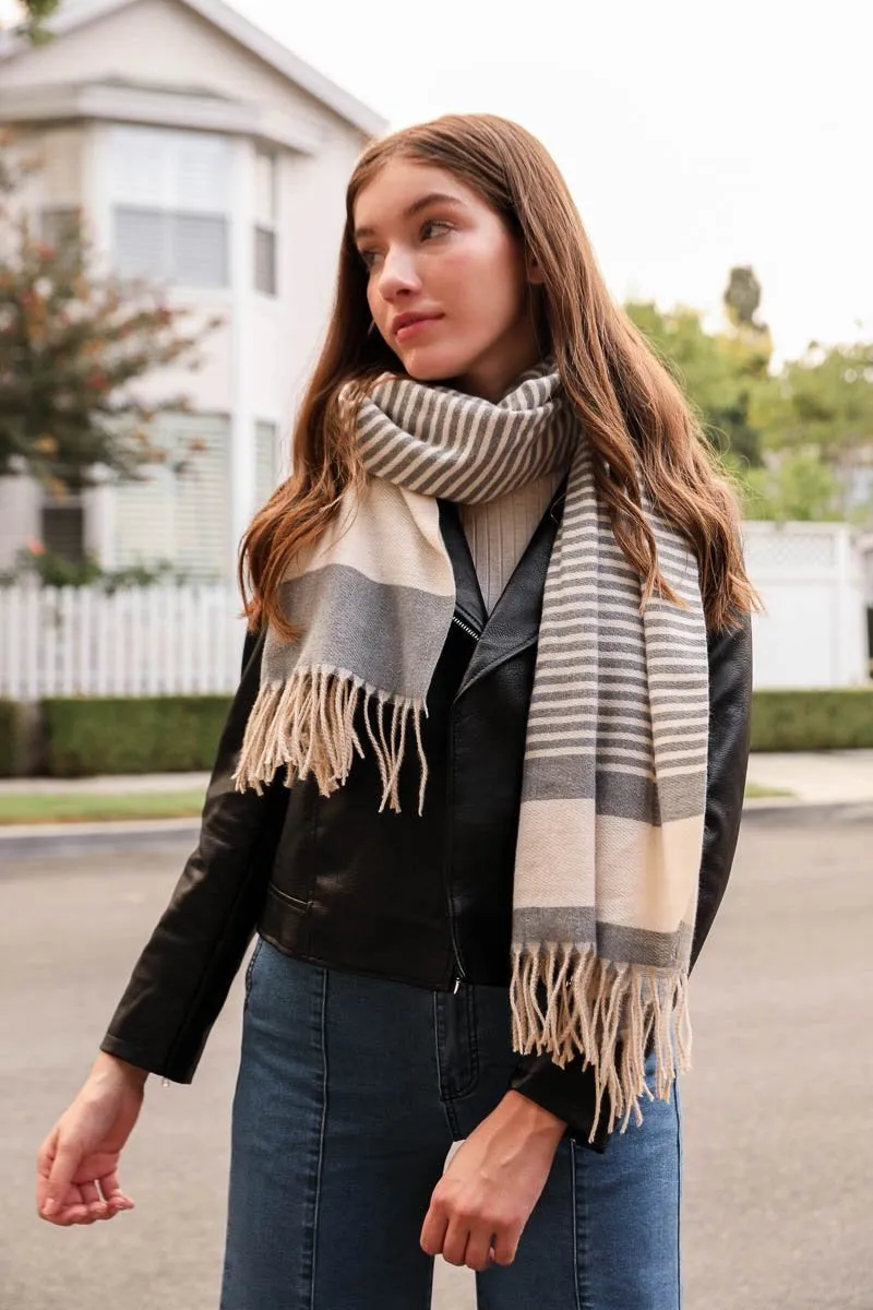 Striped Woven Tassel Scarf (4 colors)