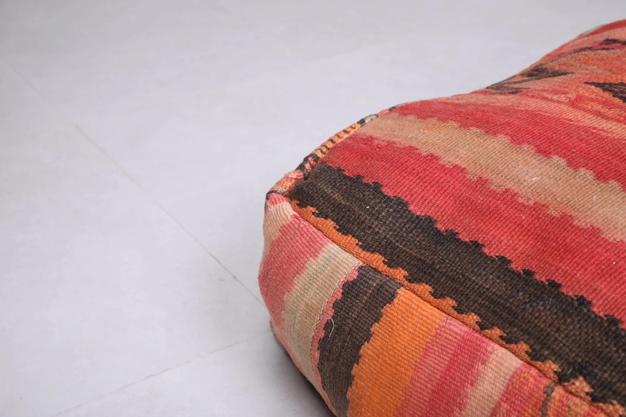 Stunning Kilim woven rug pouf ottoman