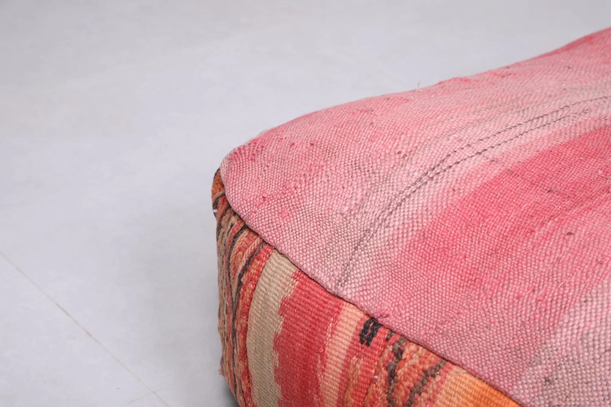 Stunning Kilim woven rug pouf ottoman