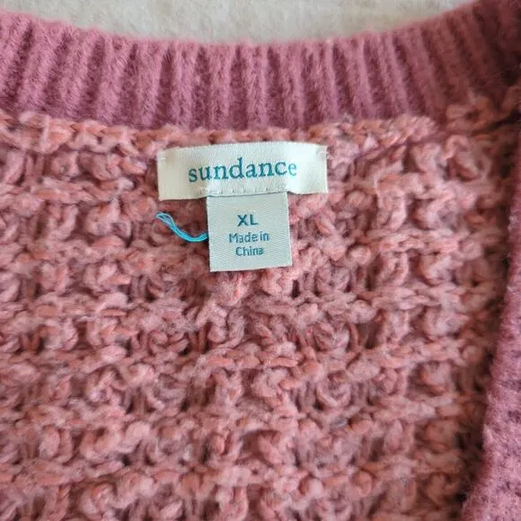 Sundance &quot;Kind Vibes&quot; Colorblock Chunky Knit Pink Cardigan Size XL
