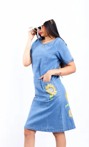 Sunflower Radiance Denim Dress