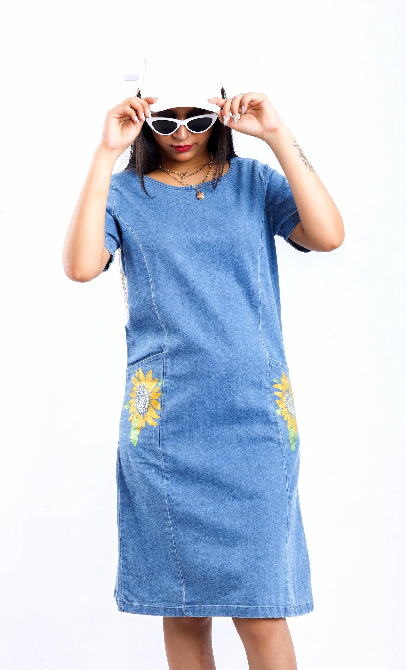 Sunflower Radiance Denim Dress