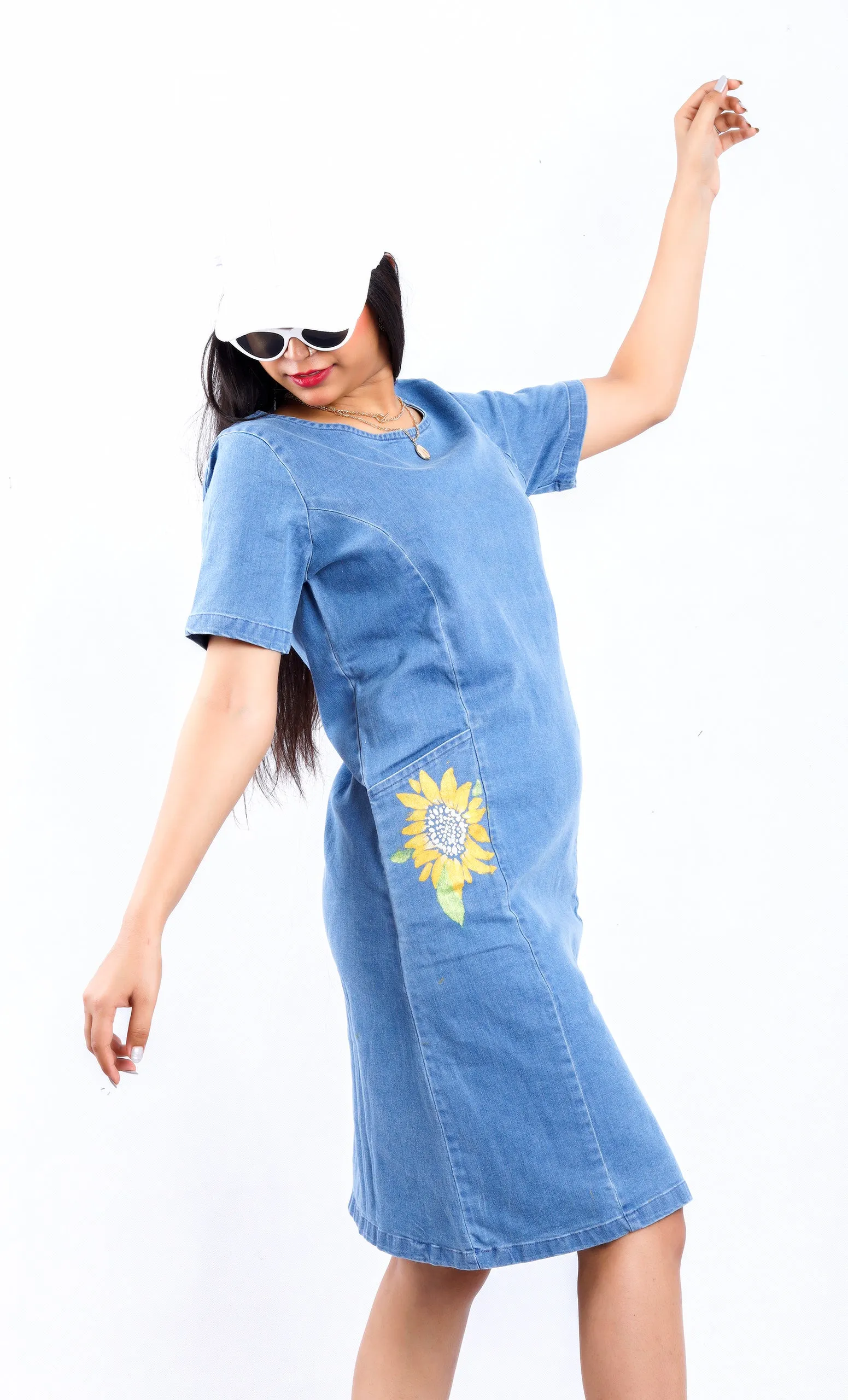 Sunflower Radiance Denim Dress