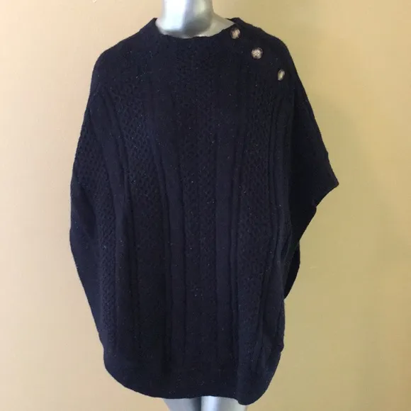 TALBOTS | Funnel-Neck Poncho cotton blend