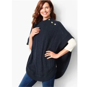 TALBOTS | Funnel-Neck Poncho cotton blend