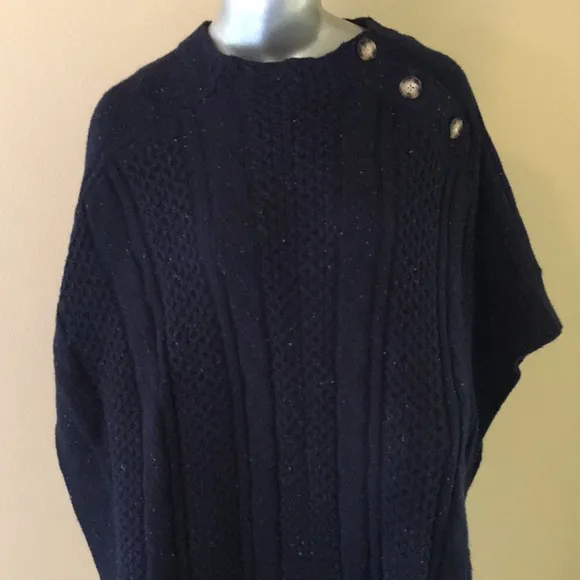 TALBOTS | Funnel-Neck Poncho cotton blend