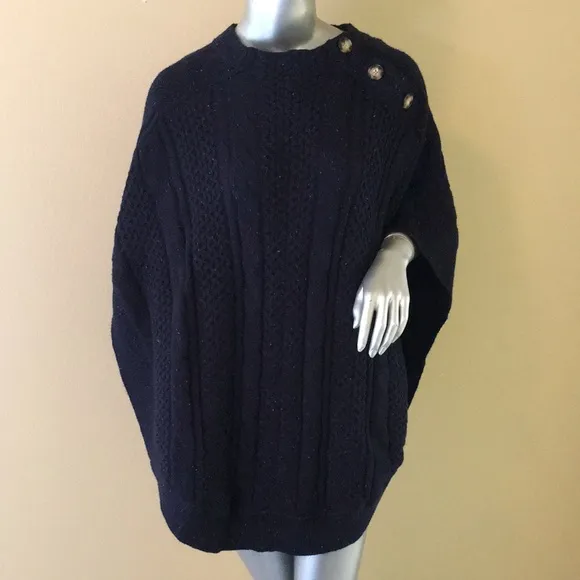 TALBOTS | Funnel-Neck Poncho cotton blend
