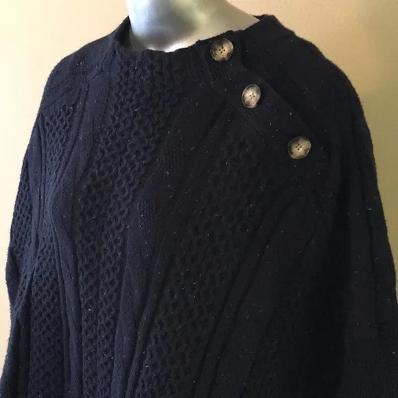 TALBOTS | Funnel-Neck Poncho cotton blend